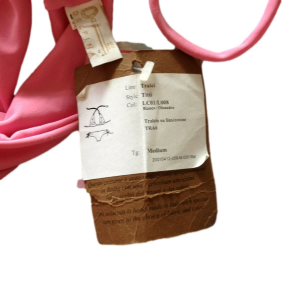 HANDMADE Italian swimwear sz small Barbie pink and white - Picture 3 of 3